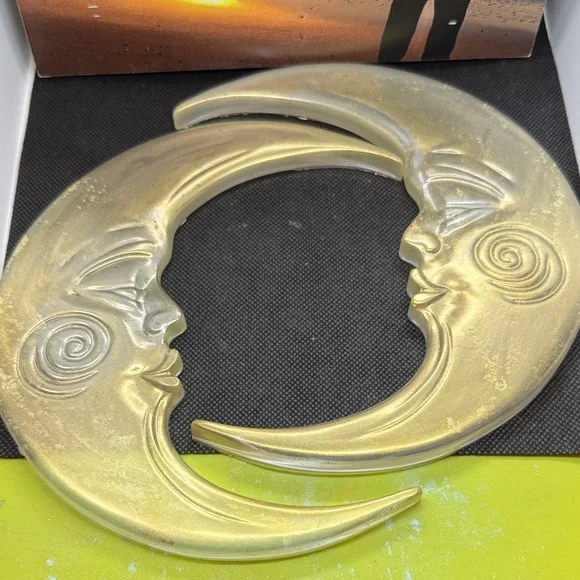 Gold Moon Face Resin Wall Art , Set - Picture 11 of 11